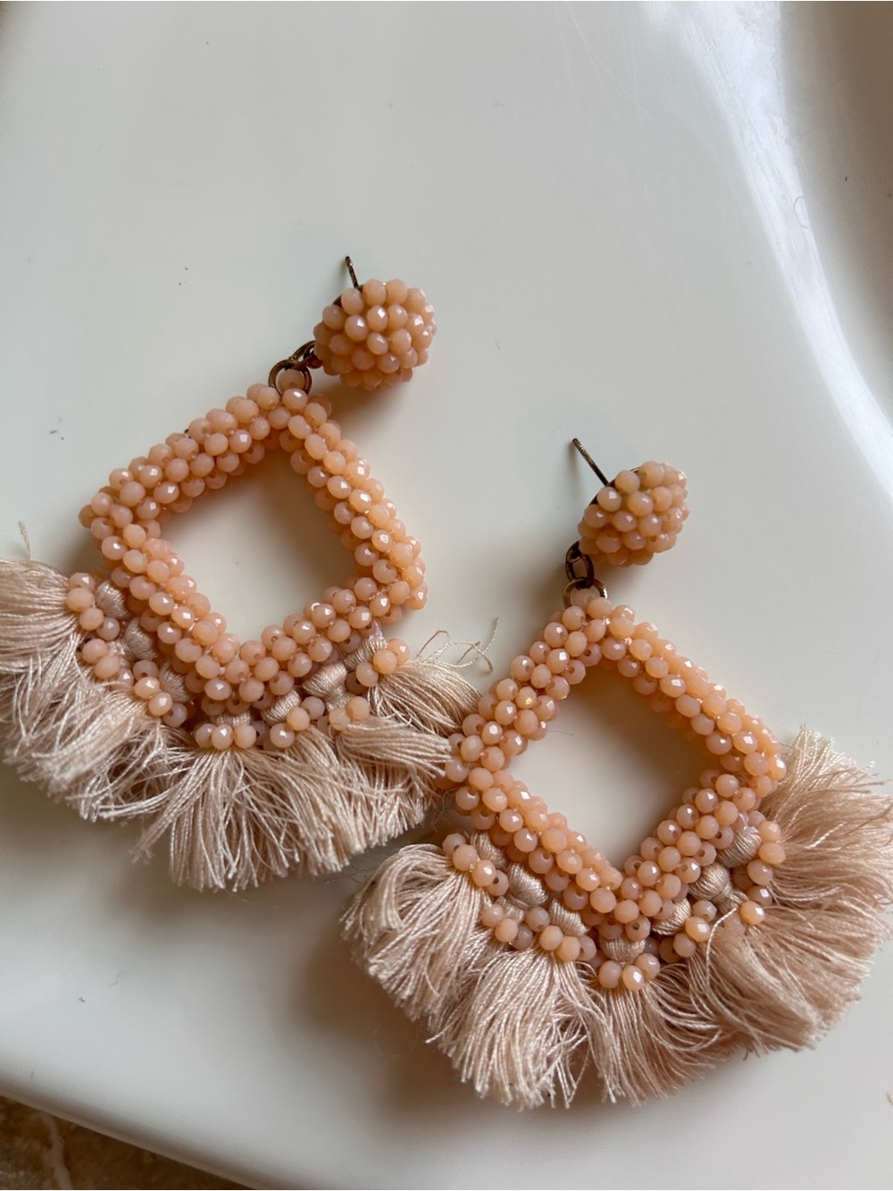 J Crew statement earrings neutral